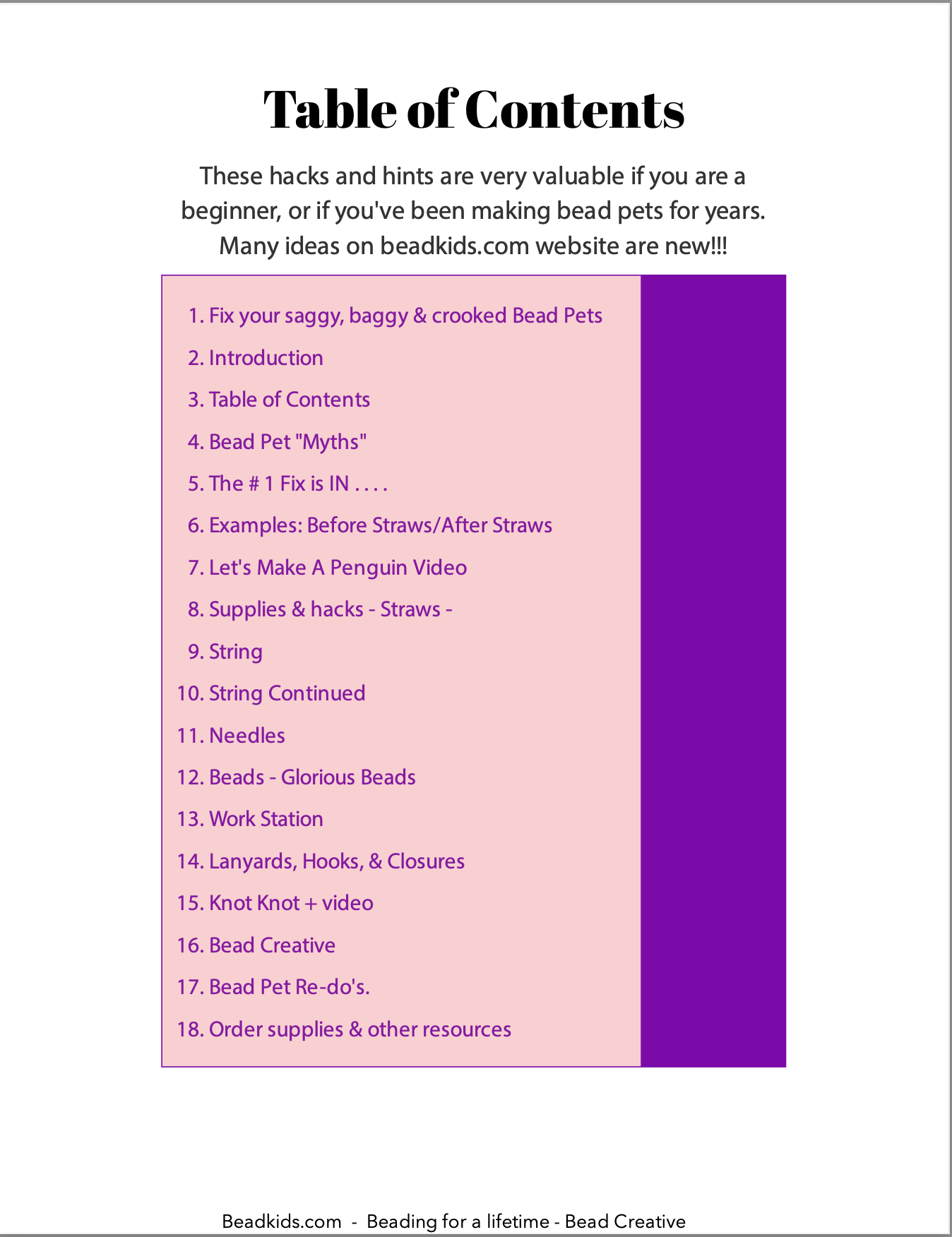 Fix Your Saggy, Baggy, and Crooked Bead Pets eBook - Free Digital Download